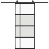 vidaXL Drsna vrata z opremo črna 90x205 cm kaljeno steklo, (22048449) | Shoptok.si