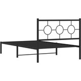 Metalni okvir za krevet s uzglavljem crni 107x203 cm | shoptok.hr