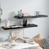 vidaXL Stenske police 2 kosa visok sijaj črne 90x23,5x3,8 cm MDF | Shoptok.si