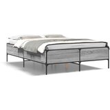 vidaXL Posteljni okvir siva sonoma 140x190 cm inž. les in kovina, (21128755) | Shoptok.si