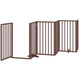 vidaXL Ograda za pse z vrati zložljiva 15 panelov rjava 750 cm les | Shoptok.si