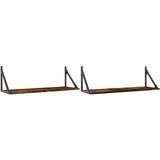 vidaXL Stenske police 2 kosa dim. hrast 80x25x25,5 cm inženirski les, (20915584) | Shoptok.si