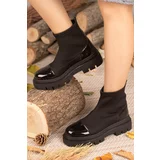armonika FLR507 EASY-TO-WEAR STRETCHED Patent Leather Detailed Short Boots