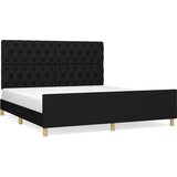 The Living Store Posteljni okvir z vzglavjem črn 160x200 cm blago - Posteljni Okvir Z Vzglavjem, (21523456) | Shoptok.si