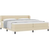  Box Spring Postelja z Blazino Kremna 200x200 cm Tkanina, (22052380) | Shoptok.si