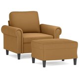  Fotelja s tabureom smeđa 60 cm baršunasta | shoptok.hr
