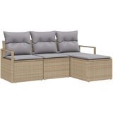  Set vrtnih kauča od 4 dijela s jastucima bež poli ratan dvosed vrtni kauč s jastucima bež poli ratan | shoptok.hr