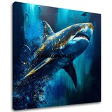Dekorativna slika na platnu - PREMIUM ART - Shark Force in Dark Water () Cene