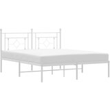 vidaXL Kovinski posteljni okvir z vzglavjem bel 160x200 cm, (20962920) | Shoptok.si