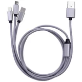 BAUHAUS uSB kabel za punjenje (Srebrne boje, 1 m, Utikač USB A, utikač USB C, utikač USB Micro, utikač Lightning)
