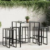  The Living Store Vrtna barska garnitura 7-delna črno prašno lakirano jeklo - Vrtna Barska Garnitura, (21481118) | Shoptok.si