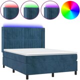  Box spring postelja z vzmetnico LED temno modra 140x200cm žamet, (20901349) | Shoptok.si