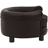  Sofa za pse smeđa 48 x 48 x 32 cm od pliša i umjetne kože | shoptok.hr