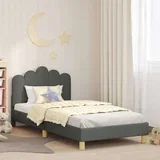 Posteljica za malčke z vzglavjem Temno siva 90 x 190 cm blago, (5000104848)