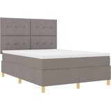  LED Box Spring Krevet Sivo-smeđa 140 x 200 cm tkanina | shoptok.hr
