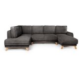 Bonami Selection Siva raztegljiva kotna sedežna garnitura iz rebrastega žameta (levi kot/v obliki črke "U") Tori – | Shoptok.si