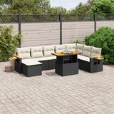 vidaXL 8-dijelni set vrtnih sofa od poliratana s jastucima crni | shoptok.hr