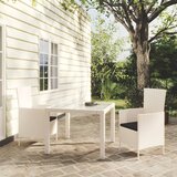 vidaXL Zunanja jedilna garnitura 3-delna z blazinami poli ratan bela | Shoptok.si