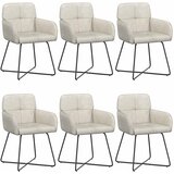 vidaXL Jedilni stoli 6 pcs Žamet Krem 59 x 56,5 x 86 cm, (5000296776) | Shoptok.si
