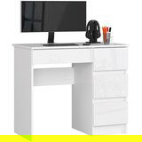 AKORD RAČUNALNIŠKA MIZA A-7 90 cm DESNO BELO / BELO SJAJNO, (21702464) | Shoptok.si