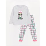 LC Waikiki Crew Neck Printed Long Sleeve Girls' Pajamas Set Cene