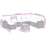  9-dijelni set vrtnih sofa od poliratana s jastucima svjetlosivi | shoptok.hr