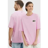 Lacoste Bombažna kratka majica roza barva
