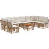  Zunanja garnitura za sedenje 11 pcs Naravna in krem bela, (5000270033) | Shoptok.si