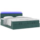 vidaXL Otomanski posteljni okvir z vzmetnicami zelen 200x200cm žamet, (21611727) | Shoptok.si