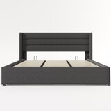 Lumor Postelja s predalom 180x200 cm iz lanu – z letvenim dnom – siva, (22151475) | Shoptok.si
