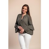 Fenzy Plus Size Bluza S Volanima, Maslinasta | shoptok.hr