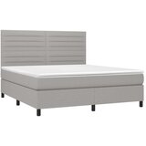  Krevet box spring s madracem LED svjetlosivi 160x200 cm tkanina | shoptok.hr