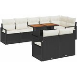  Set vrtnog kauča s jastučićima 9 dijelova crni poli ratan akacija dvosed vrtni kauč s jastučićima crni poli ratan | shoptok.hr