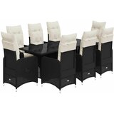  9-dijelni vrtni bistro set od poliratana s jastucima crni | shoptok.hr