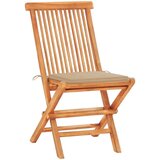  3-dijelni bistro set s bež jastucima od masivne tikovine | shoptok.hr