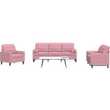 vidaXL 3-dijelni set sofa s jastucima ružičasti baršunasti Cijene