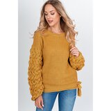 Kesi Women's knitted sweater with bows - mustard, | shoptok.hr