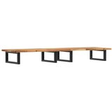  Zidna polica za umivaonik od čelika i masivnog bagremovog drva Smeđa 140 x 40 x 2 cm | Shoptok.si