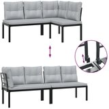  Set vrtnih klupa s jastucima 3 kom crni čelik obložen prahom | Eponuda.ba