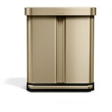 simplehuman Jeklen koš za smeti 34+24 l za ločevanje odpadkov/s pedalom v mat zlati barvi – | Shoptok.si