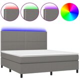  Box spring postelja z vzmetnico LED temno siva 180x200 cm blago, (20937176) | Shoptok.si