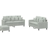  3-dijelni set sofa s jastucima svjetlosivi baršunasti | shoptok.hr