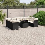 vidaXL 10-dijelni set vrtnih sofa s jastucima crni od poliratana | shoptok.hr