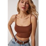  Women's Lilac Brown 2-Pack Straps Knitted Crop Bustier Blouse | Shoptok.si