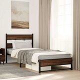  Metalni okvir kreveta bez madraca smeđi hrast 107x203 cm | shoptok.hr