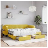 vidaXL Dnevni krevet na razvlačenje s ladicama žuti 80 x 200 cm baršun | shoptok.hr