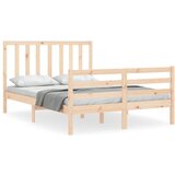 The Living Store Posteljni okvir z vzglavjem trden les - Posteljni Okvir, (21527895) | Shoptok.si