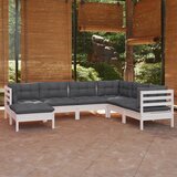 Maison Chic Seti vrtnega pohištva - Vrtna garnitura - Vrtni pohištvo set 7-delna z blazinami bela trdna borovina, (21804240) | Shoptok.si