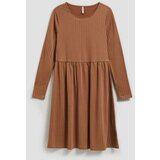 Marisse Dark Beige Dress With Long Sleeves And A Flared Bottom | Shoptok.si