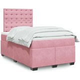 vidaXL Box spring postelja z vzmetnico roza 120x190 cm žamet | Shoptok.si